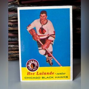 Vintage 1957-58 Topps Hockey Card Chicago Black Hawks Hec Lalande